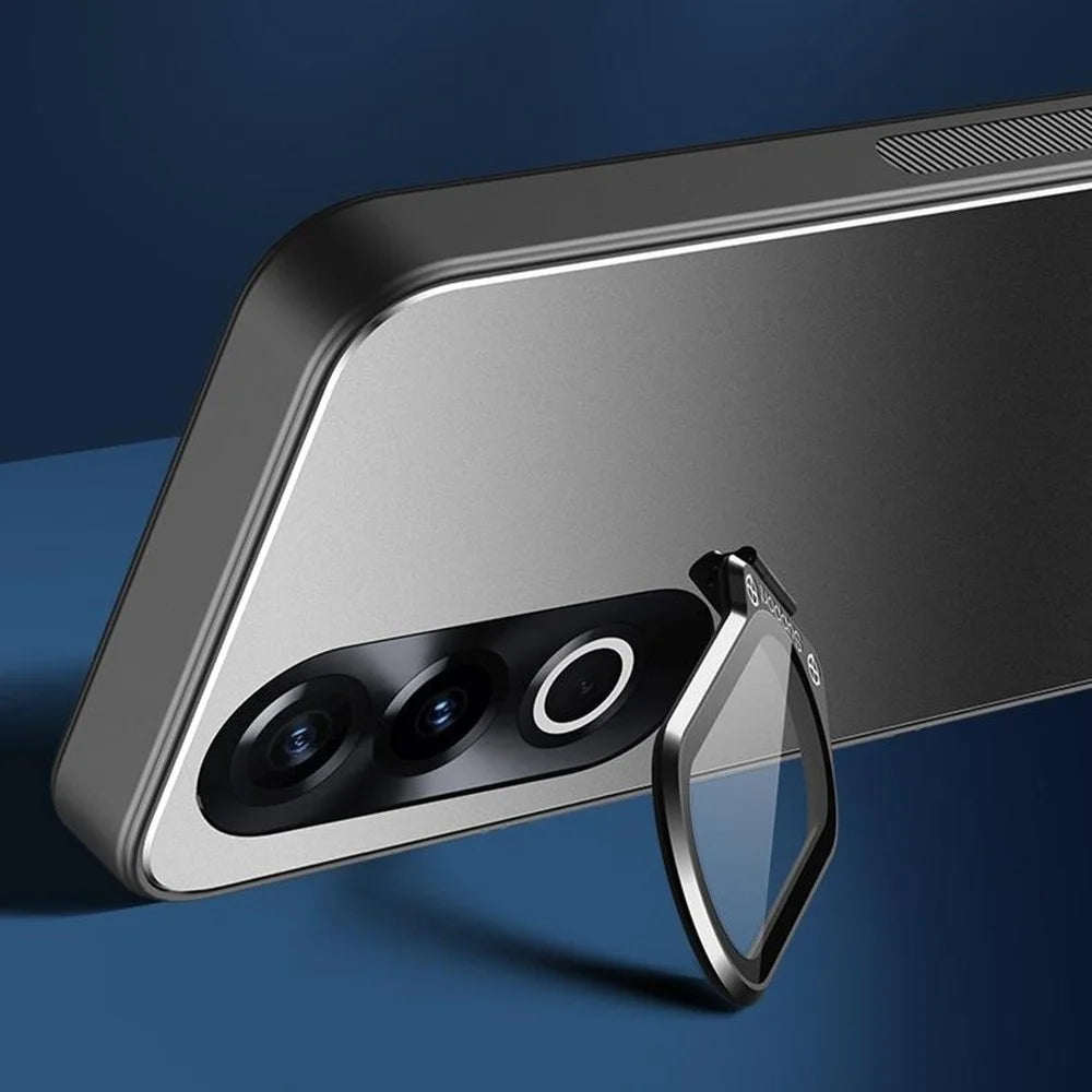For Oppo K12x 5G (China) Case PC+TPU Matte Anti-Fingerprint Phone Cover with Lens Kickstand - Black - 2