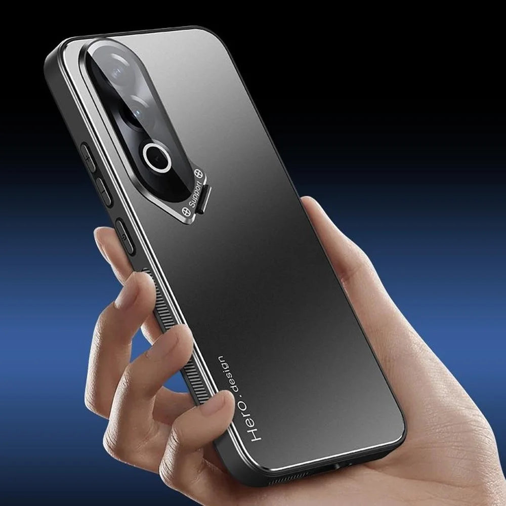 For Oppo K12x 5G (China) Case PC+TPU Matte Anti-Fingerprint Phone Cover with Lens Kickstand - Black - 3
