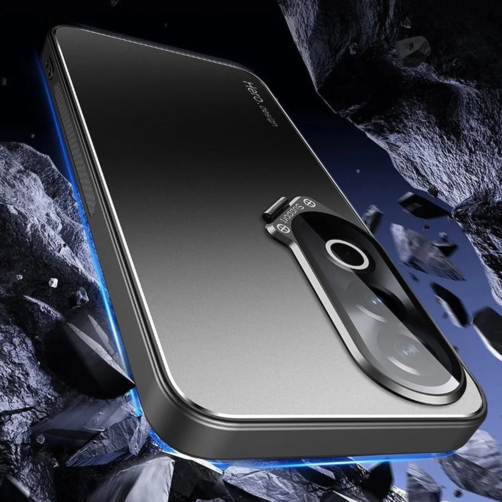 For Oppo K12x 5G (China) Case PC+TPU Matte Anti-Fingerprint Phone Cover with Lens Kickstand - Black - 4