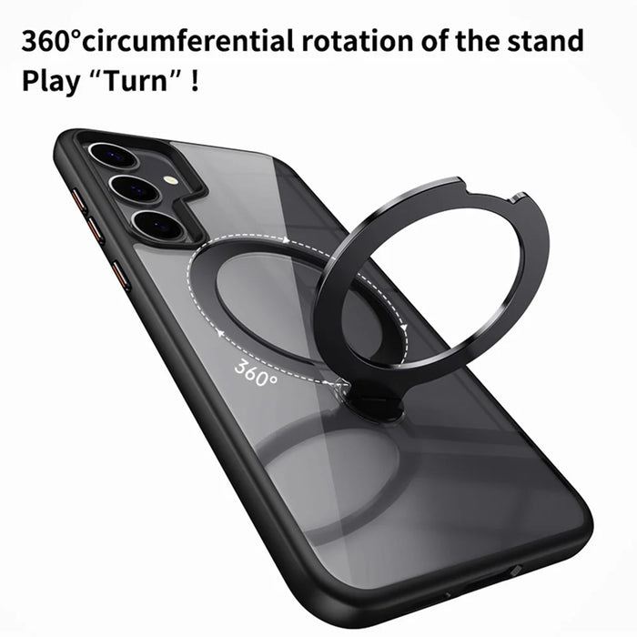 For Samsung Galaxy S24 Magnetic Case Kickstand TPU+Acrylic Phone Cover - White - 6