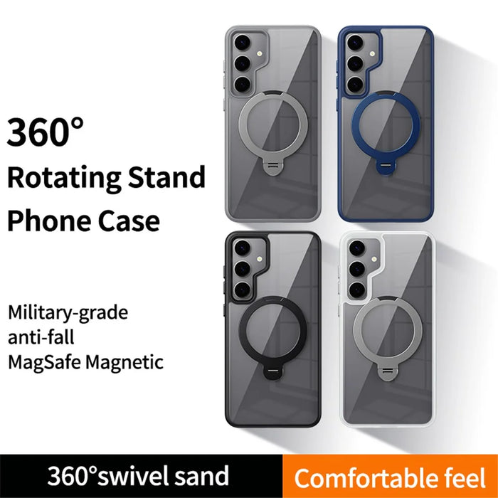 For Samsung Galaxy S24 Magnetic Case Kickstand TPU+Acrylic Phone Cover - White - 7