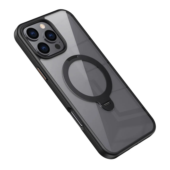 For iPhone 16 Pro Max Clear Case TPU+Acrylic Kickstand Phone Cover Compatible with MagSafe - Black - 2