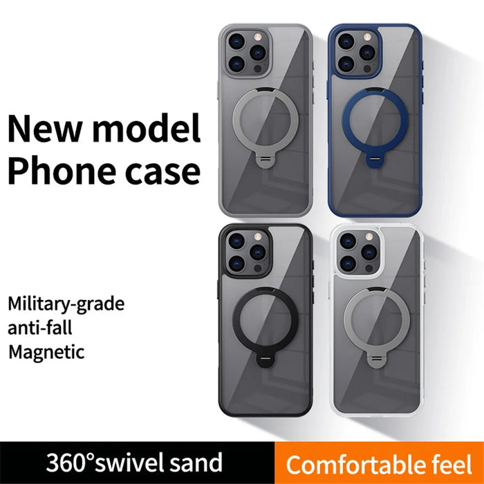 For iPhone 16 Pro Max Clear Case TPU+Acrylic Kickstand Phone Cover Compatible with MagSafe - Black - 7