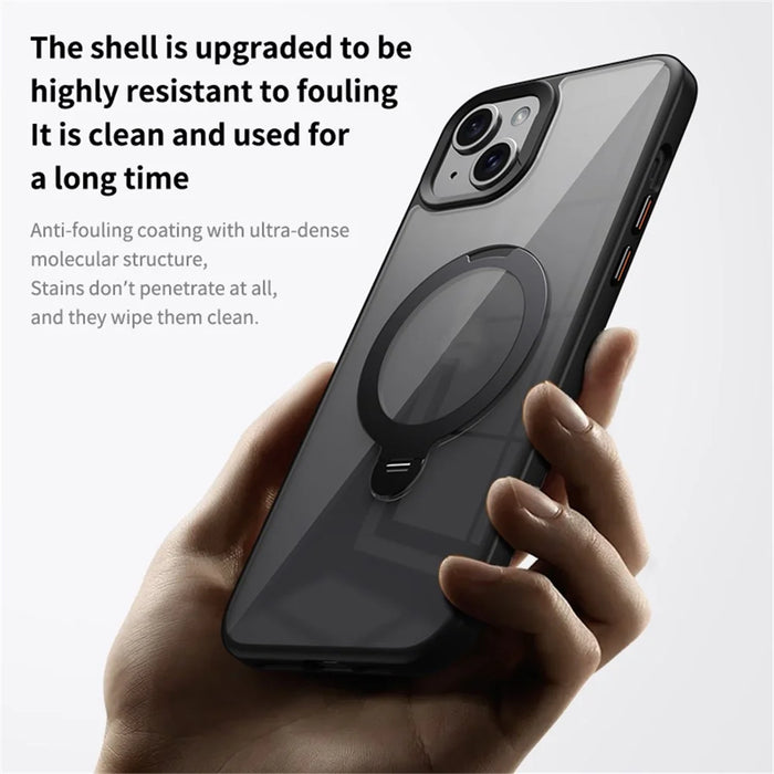 For iPhone 15 Case Compatible with MagSafe TPU+Acrylic Kickstand Clear Phone Cover - Black - 3