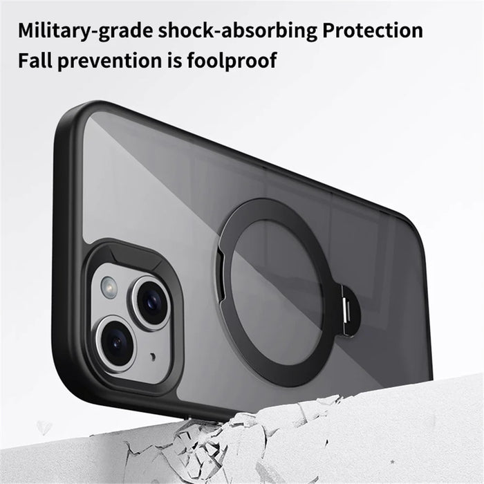 For iPhone 15 Case Compatible with MagSafe TPU+Acrylic Kickstand Clear Phone Cover - Black - 4