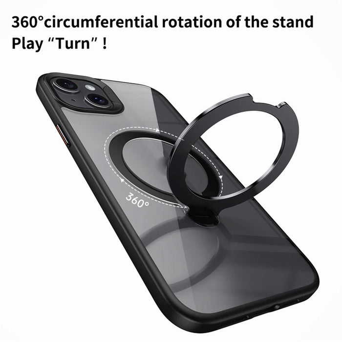For iPhone 15 Case Compatible with MagSafe TPU+Acrylic Kickstand Clear Phone Cover - Black - 5