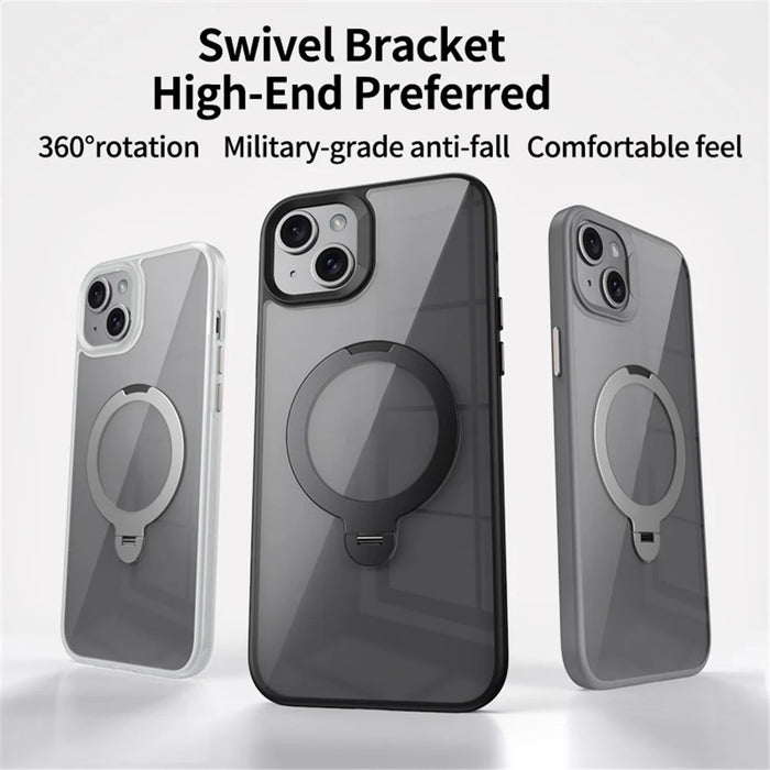 For iPhone 15 Case Compatible with MagSafe TPU+Acrylic Kickstand Clear Phone Cover - Black - 6