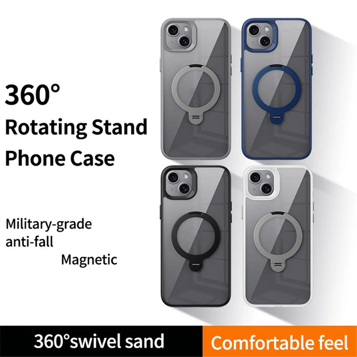 For iPhone 15 Case Compatible with MagSafe TPU+Acrylic Kickstand Clear Phone Cover - Black - 7