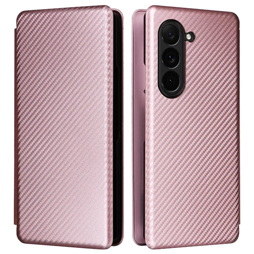 For Samsung Galaxy Z Fold6 5G Case Card Holder Stand PU Leather Phone Cover - Rose Gold - 1