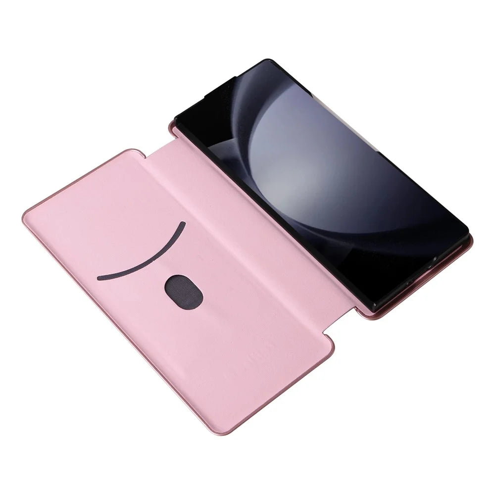 For Samsung Galaxy Z Fold6 5G Case Card Holder Stand PU Leather Phone Cover - Rose Gold - 2