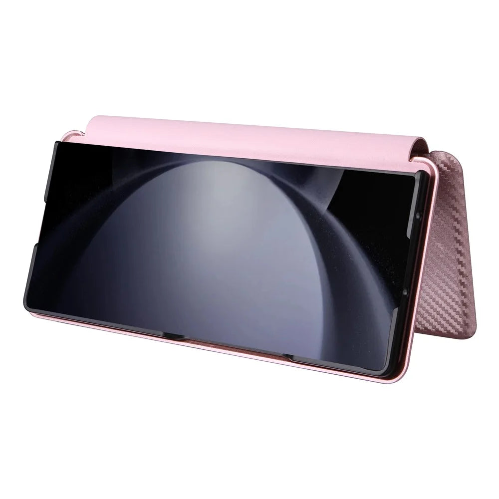 For Samsung Galaxy Z Fold6 5G Case Card Holder Stand PU Leather Phone Cover - Rose Gold - 3