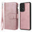 For Samsung Galaxy A33 5G Magnetic Leather Case Mobile Cover with Detachable Zipper Wallet Strap - Rose Gold - 1