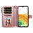 For Samsung Galaxy A33 5G Magnetic Leather Case Mobile Cover with Detachable Zipper Wallet Strap - Rose Gold - 2