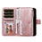 For Samsung Galaxy A33 5G Magnetic Leather Case Mobile Cover with Detachable Zipper Wallet Strap - Rose Gold - 5