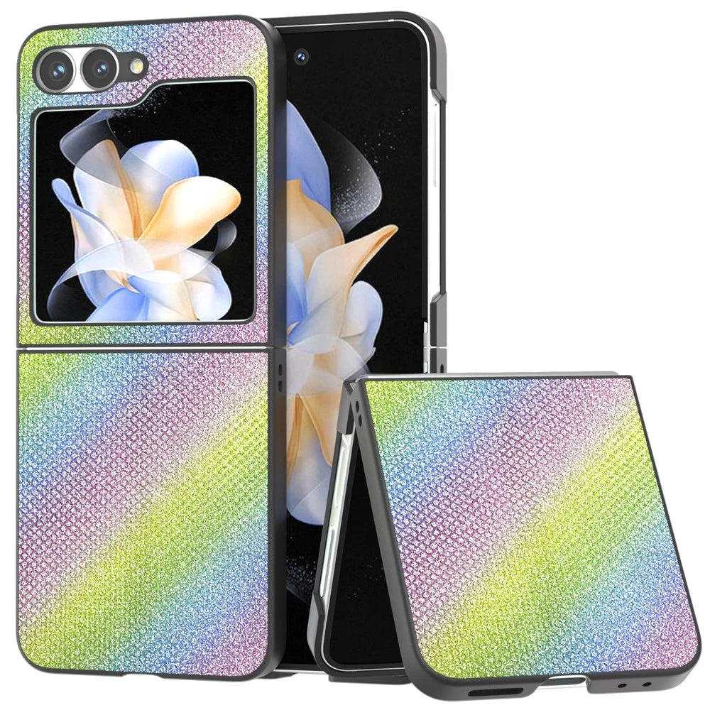 For Samsung Galaxy Z Flip7 FE 5G / Z Flip6 5G Case Rhinestone Texture PU+PC Phone Cover - Multi-Color - 1