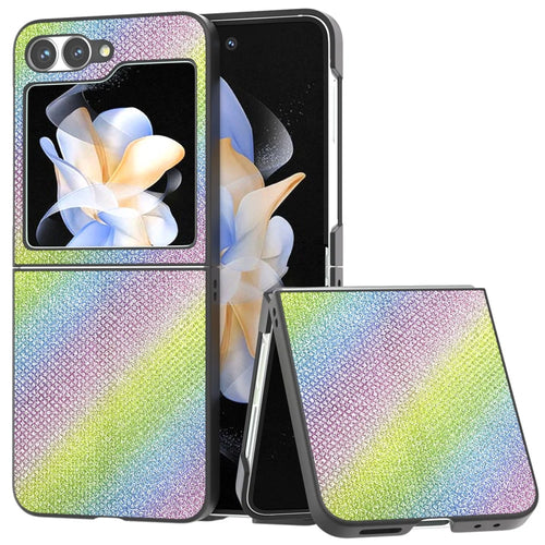 For Samsung Galaxy Z Flip7 FE 5G / Z Flip6 5G Case Rhinestone Texture PU+PC Phone Cover - Multi-Color - 1