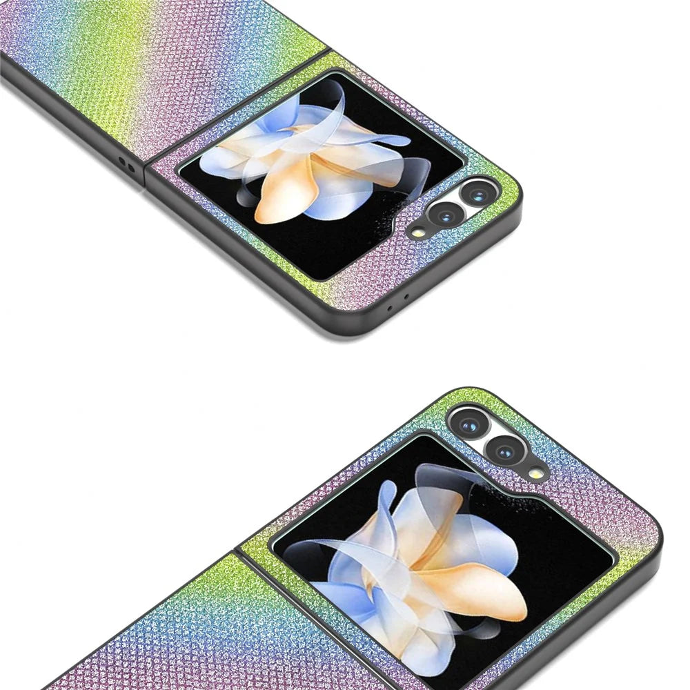 For Samsung Galaxy Z Flip7 FE 5G / Z Flip6 5G Case Rhinestone Texture PU+PC Phone Cover - Multi-Color - 2