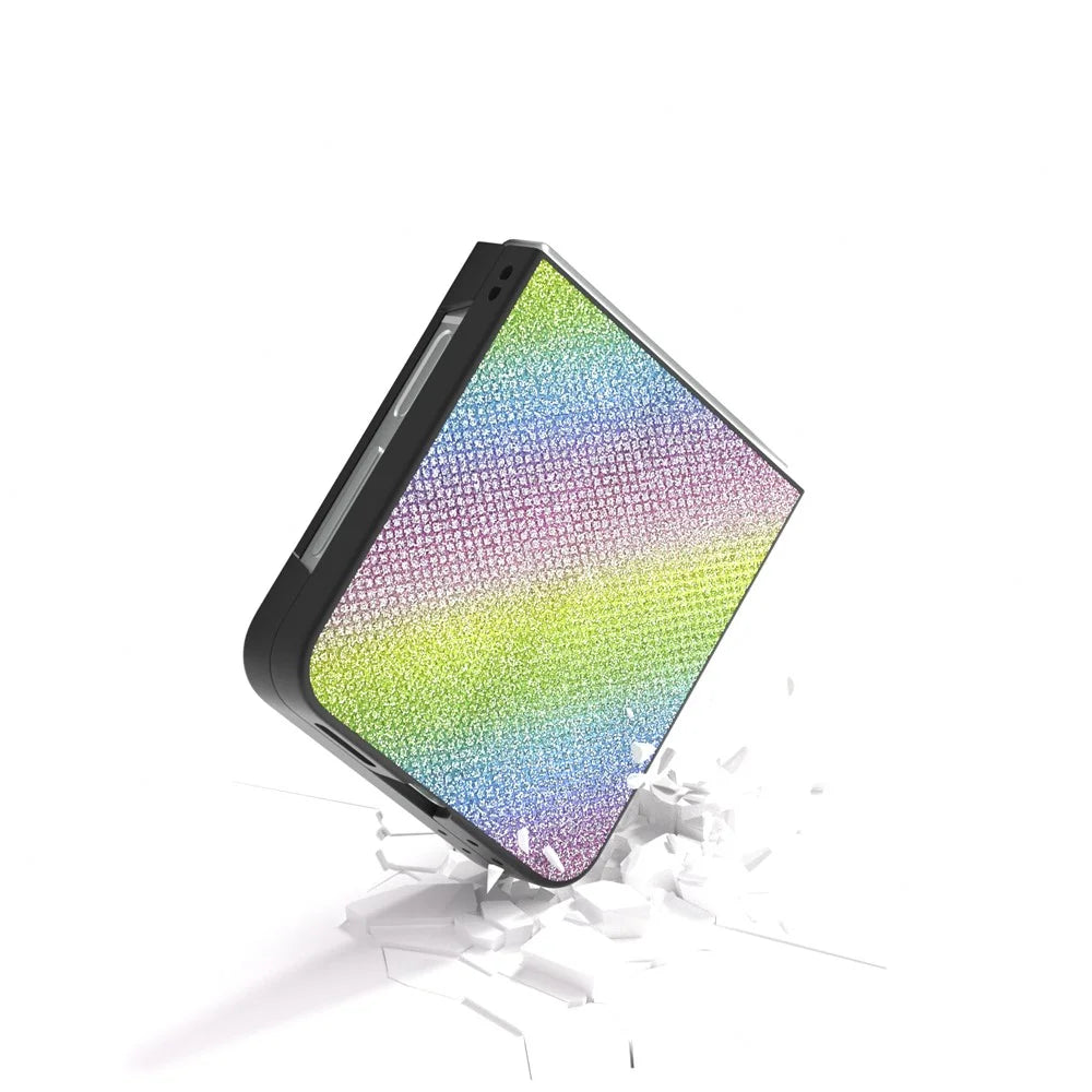 For Samsung Galaxy Z Flip7 FE 5G / Z Flip6 5G Case Rhinestone Texture PU+PC Phone Cover - Multi-Color - 3