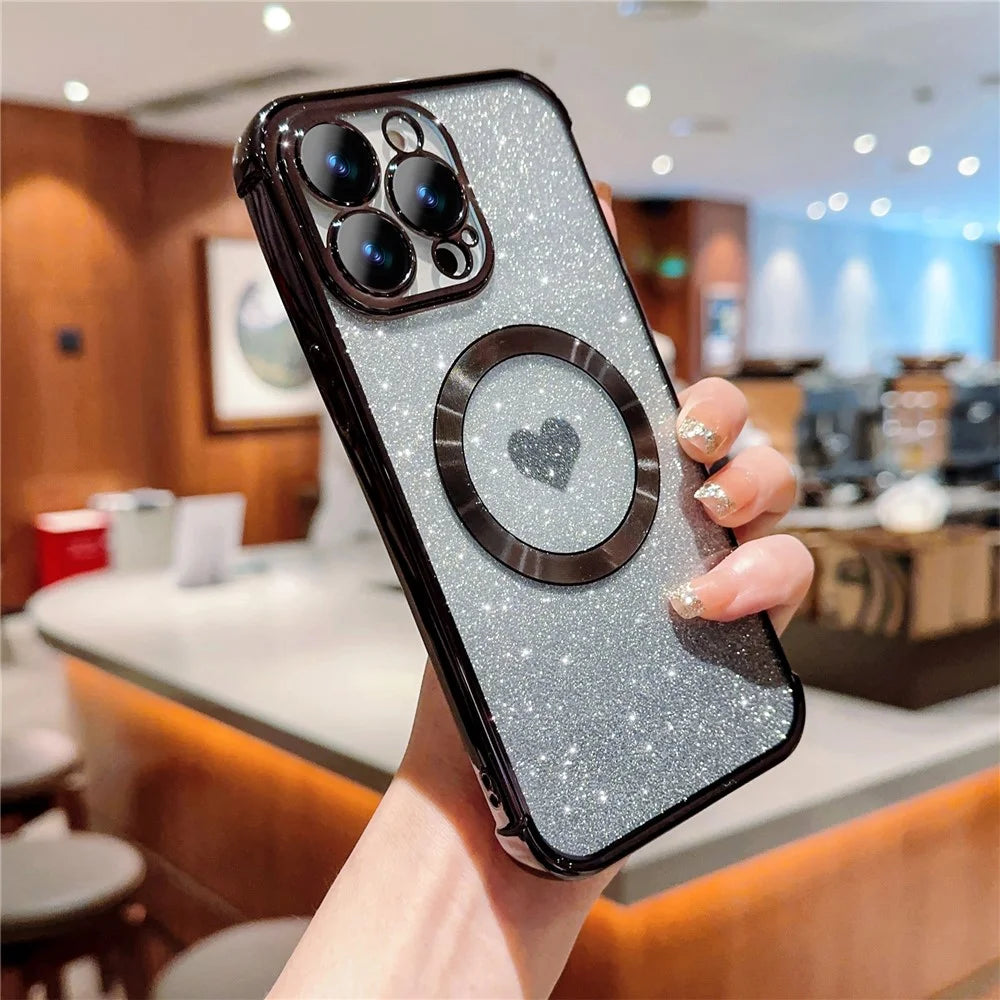 For iPhone 13 Pro Max Case Gradient Sparkle TPU Phone Cover Compatible with MagSafe - Black - 2