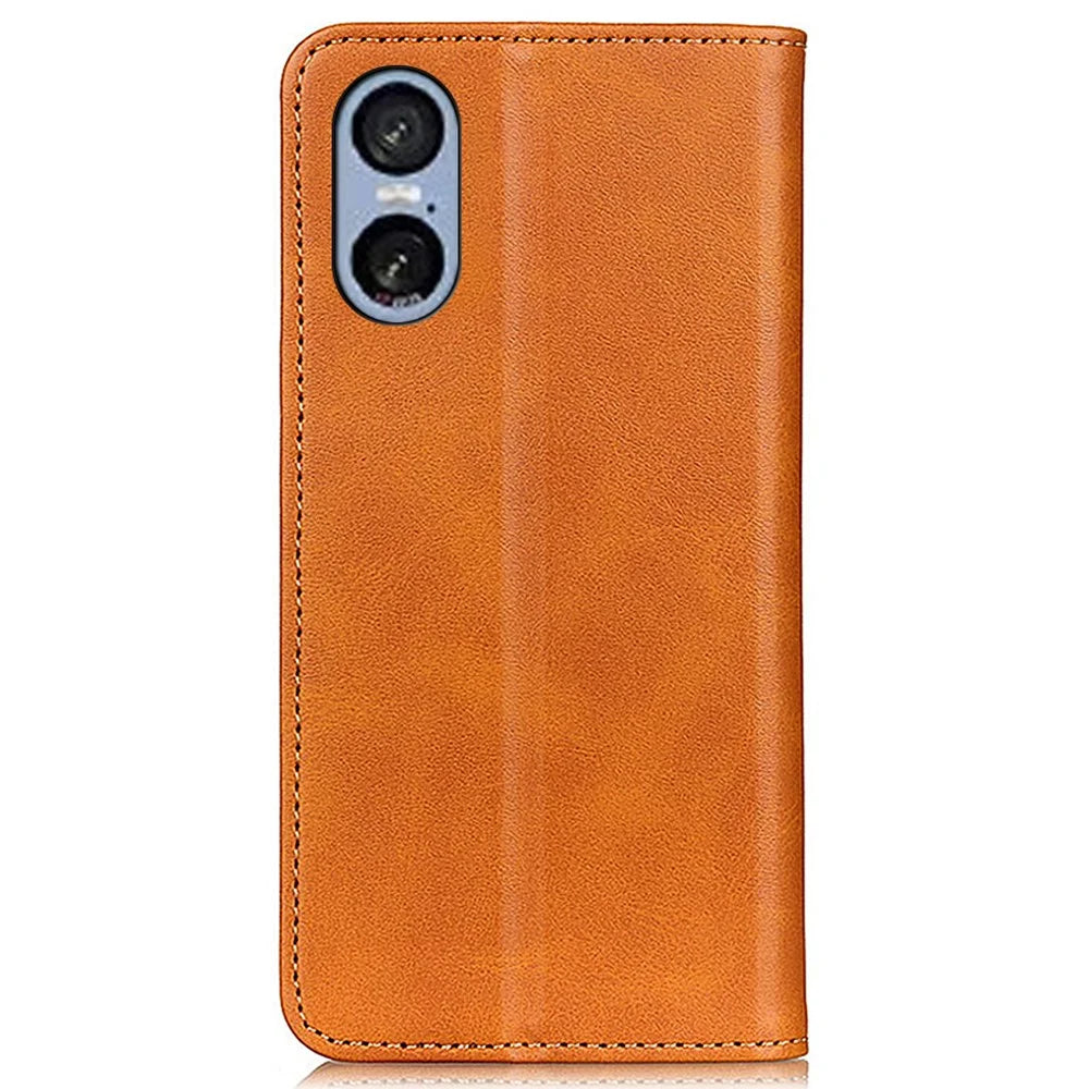 For Sony Xperia 5 VI Case Wallet Split Leather Flip Phone Cover - Brown - 7