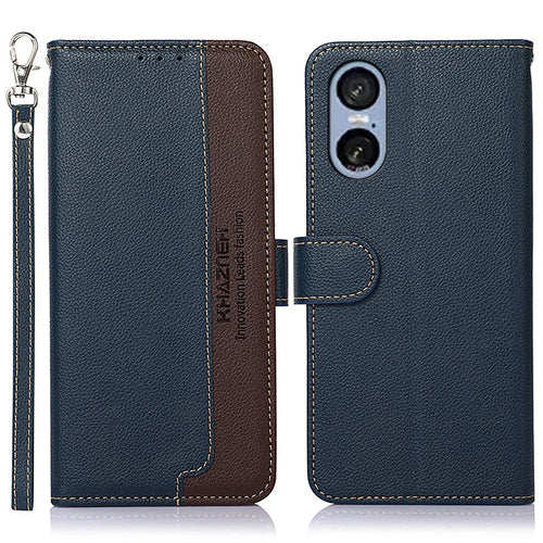 KHAZNEH For Sony Xperia 5 VI Case RFID Blocking Wallet PU Leather Phone Cover - Blue - 1