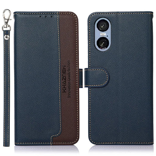 KHAZNEH For Sony Xperia 5 VI Case RFID Blocking Wallet PU Leather Phone Cover - Blue - 1