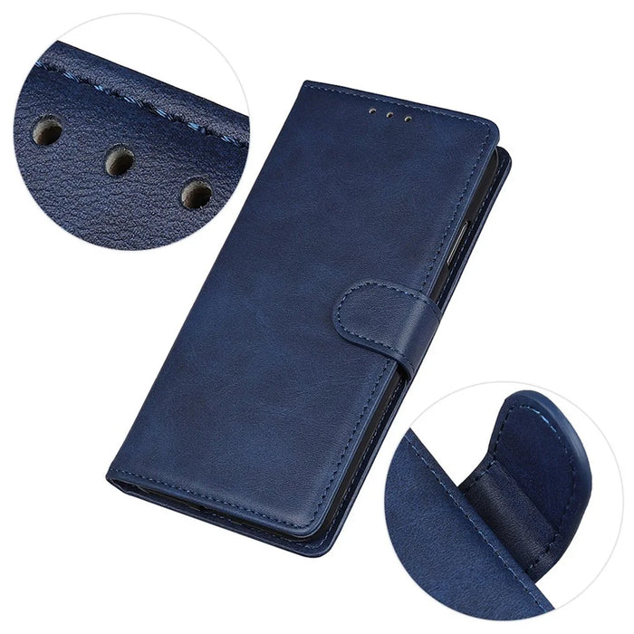For Sony Xperia 5 VI Case Cowhide Texture Leather Phone Cover Stand Wallet - Blue - 5