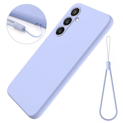 For Samsung Galaxy S24 FE Case Liquid Silicone Phone Cover Smooth Touch with Wrist Strap - Purple - 1