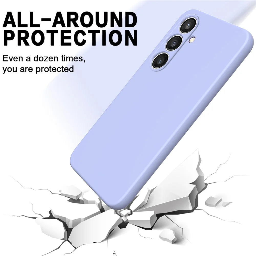 For Samsung Galaxy S24 FE Case Liquid Silicone Phone Cover Smooth Touch with Wrist Strap - Purple - 3