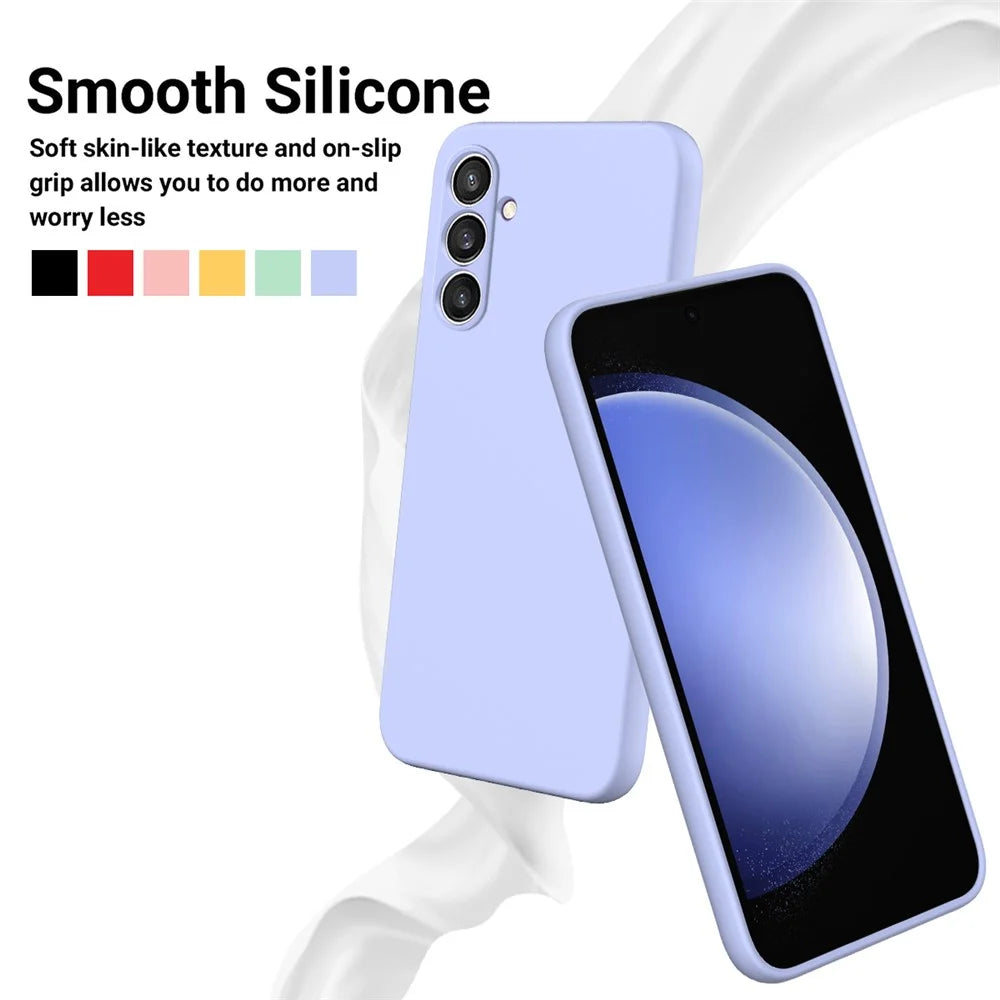 For Samsung Galaxy S24 FE Case Liquid Silicone Phone Cover Smooth Touch with Wrist Strap - Purple - 4