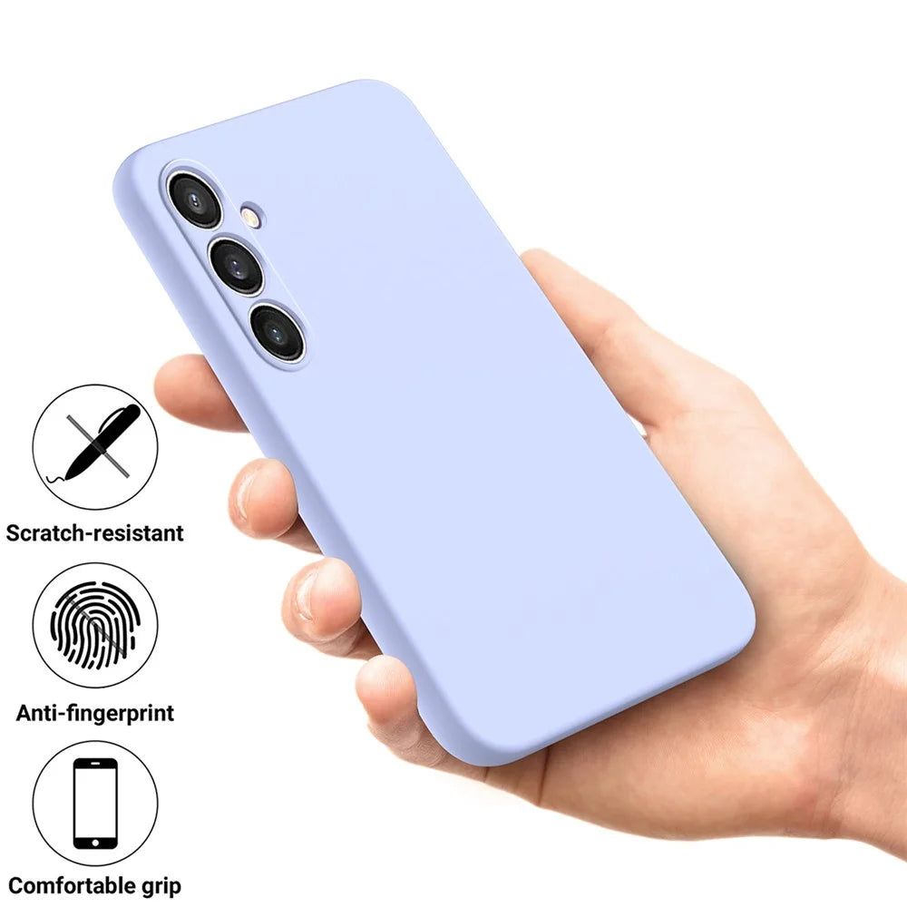 For Samsung Galaxy S24 FE Case Liquid Silicone Phone Cover Smooth Touch with Wrist Strap - Purple - 5