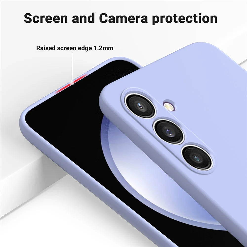 For Samsung Galaxy S24 FE Case Liquid Silicone Phone Cover Smooth Touch with Wrist Strap - Purple - 6