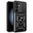 For Samsung Galaxy S24 FE Case PC+TPU Kickstand Phone Cover with Slide Camera Lid - Black - 1