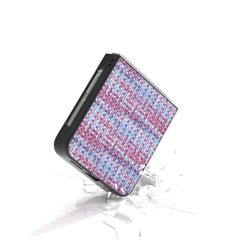 For Samsung Galaxy Z Flip7 FE 5G / Z Flip6 5G Case Plaid Texture Leather+PC Folding Phone Cover - Purple - 3