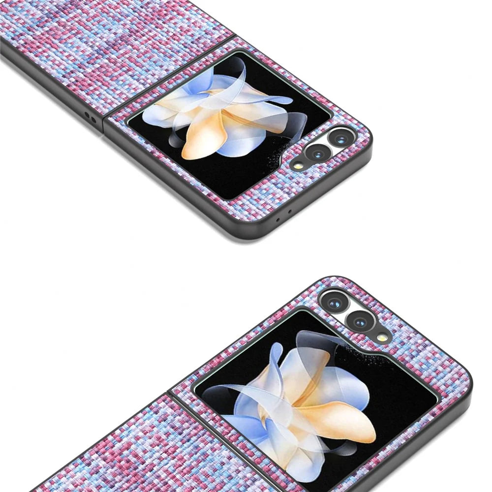 For Samsung Galaxy Z Flip7 FE 5G / Z Flip6 5G Case Plaid Texture Leather+PC Folding Phone Cover - Purple - 4