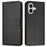 For iPhone 16 Wallet Phone Case Leather Stand Cover with Strap - Black - 1