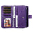 For iPhone 14 Magnetic Leather Case Mobile Cover with Detachable Zipper Wallet Strap - Purple - 5