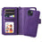 For iPhone 14 Magnetic Leather Case Mobile Cover with Detachable Zipper Wallet Strap - Purple - 6
