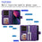 For iPhone 14 Magnetic Leather Case Mobile Cover with Detachable Zipper Wallet Strap - Purple - 7