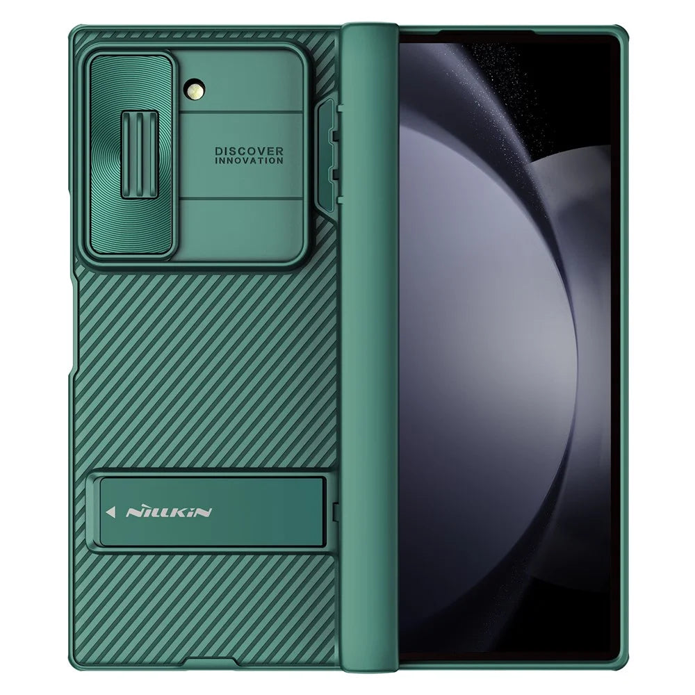 NILLKIN CamShield Fold Case for Samsung Galaxy Z Fold6 5G TPU+PC Kickstand Phone Cover Slide Camera Lid - Green - 1