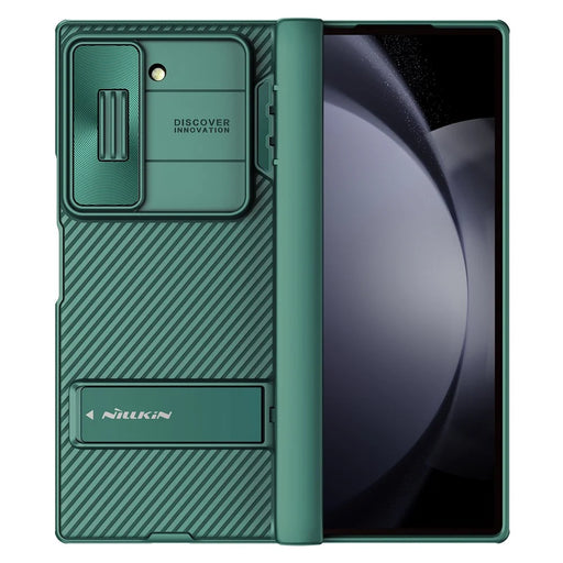 NILLKIN CamShield Fold Case for Samsung Galaxy Z Fold6 5G TPU+PC Kickstand Phone Cover Slide Camera Lid - Green - 1