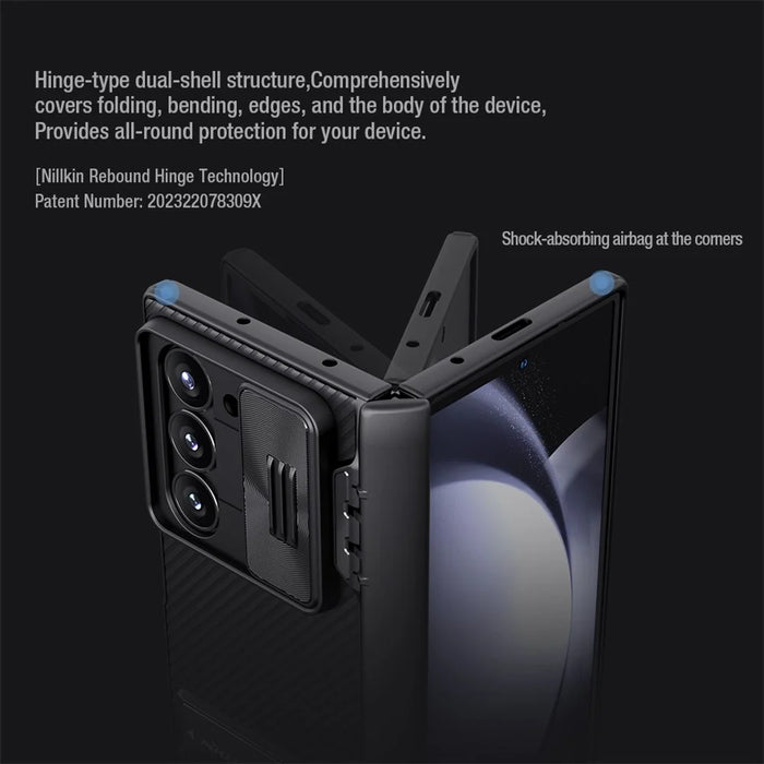 NILLKIN CamShield Fold Case for Samsung Galaxy Z Fold6 5G TPU+PC Kickstand Phone Cover Slide Camera Lid - Green - 6