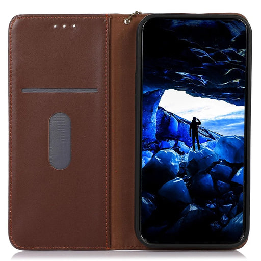 KHAZNEH For Sony Xperia 10 VI Wallet Case Genuine Cow Leather Flip Phone Cover - Brown - 2