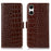 For Sony Xperia 10 VI Case Crocodile Texture Genuine Cow Leather Phone Wallet Cover - Brown - 1