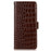For Sony Xperia 10 VI Case Crocodile Texture Genuine Cow Leather Phone Wallet Cover - Brown - 7