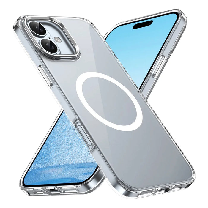 For iPhone 16 Magnetic Case Hard PC Scratch Resistant Back Transparent  Cover - Silver - 2