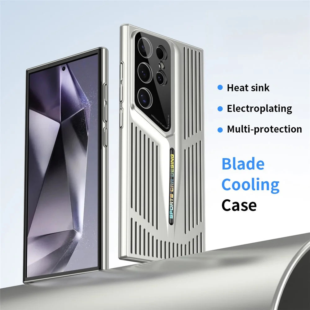 For Samsung Galaxy S24 Ultra Case Electroplating Hard PC Phone Cover Breathable Heat Dissipation - Silver - 2
