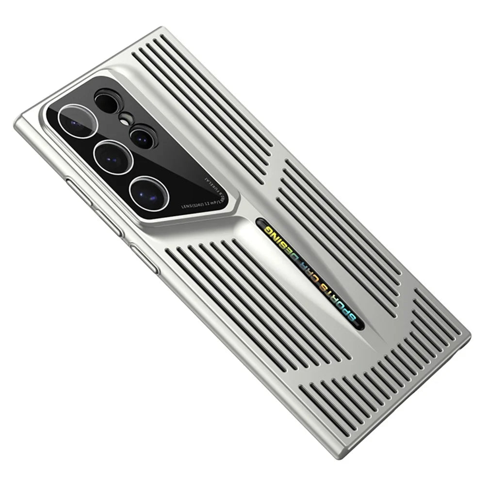 For Samsung Galaxy S22 Ultra 5G Case Heat Dissipation Hard PC Phone Cover Shockproof Protection - Silver - 1