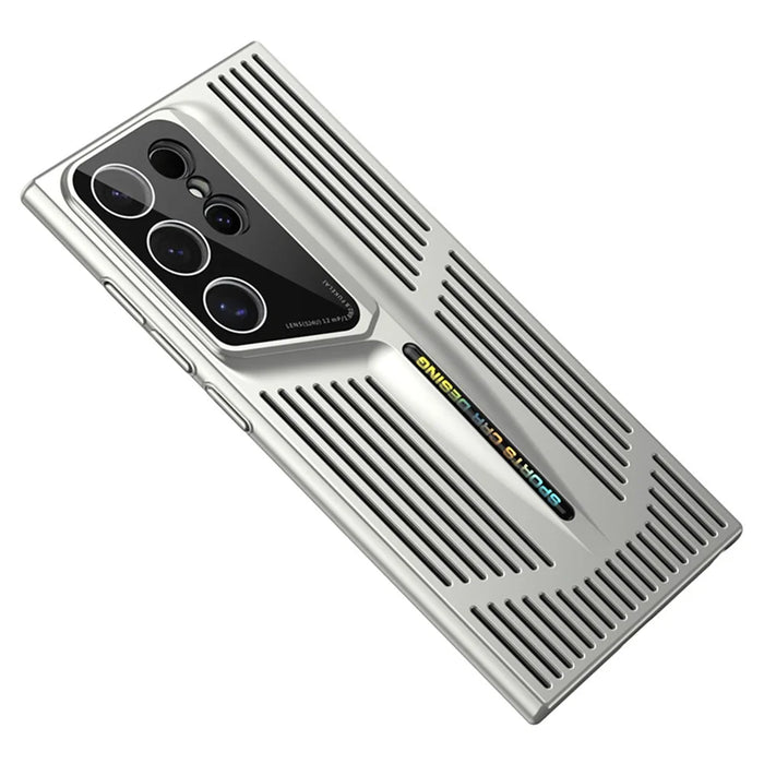 For Samsung Galaxy S23 Ultra Case Hard PC Electroplating Phone Cover Heat Dissipation Micro-Matte Back - Silver - 1