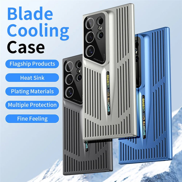 For Samsung Galaxy S23 Ultra Case Hard PC Electroplating Phone Cover Heat Dissipation Micro-Matte Back - Silver - 3